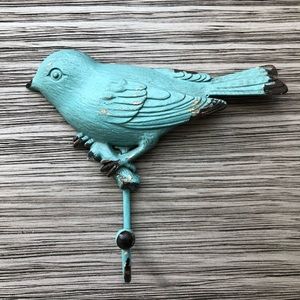 Teal Metal Bird Hook